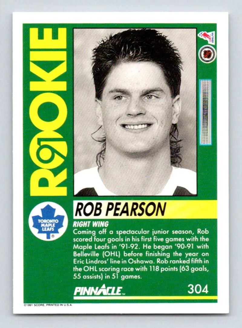 1991-92 Pinnacle Rob Pearson Rookie Card featuring Toronto Maple Leafs player