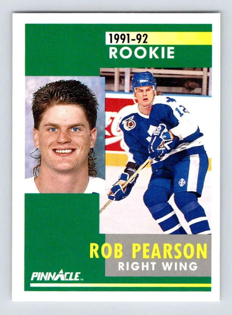 1991-92 Pinnacle Rob Pearson Rookie Card featuring Toronto Maple Leafs player in blue uniform