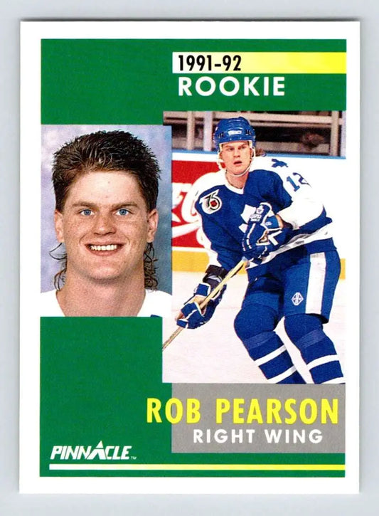 1991-92 Pinnacle Rob Pearson Rookie Card featuring Toronto Maple Leafs player in blue uniform