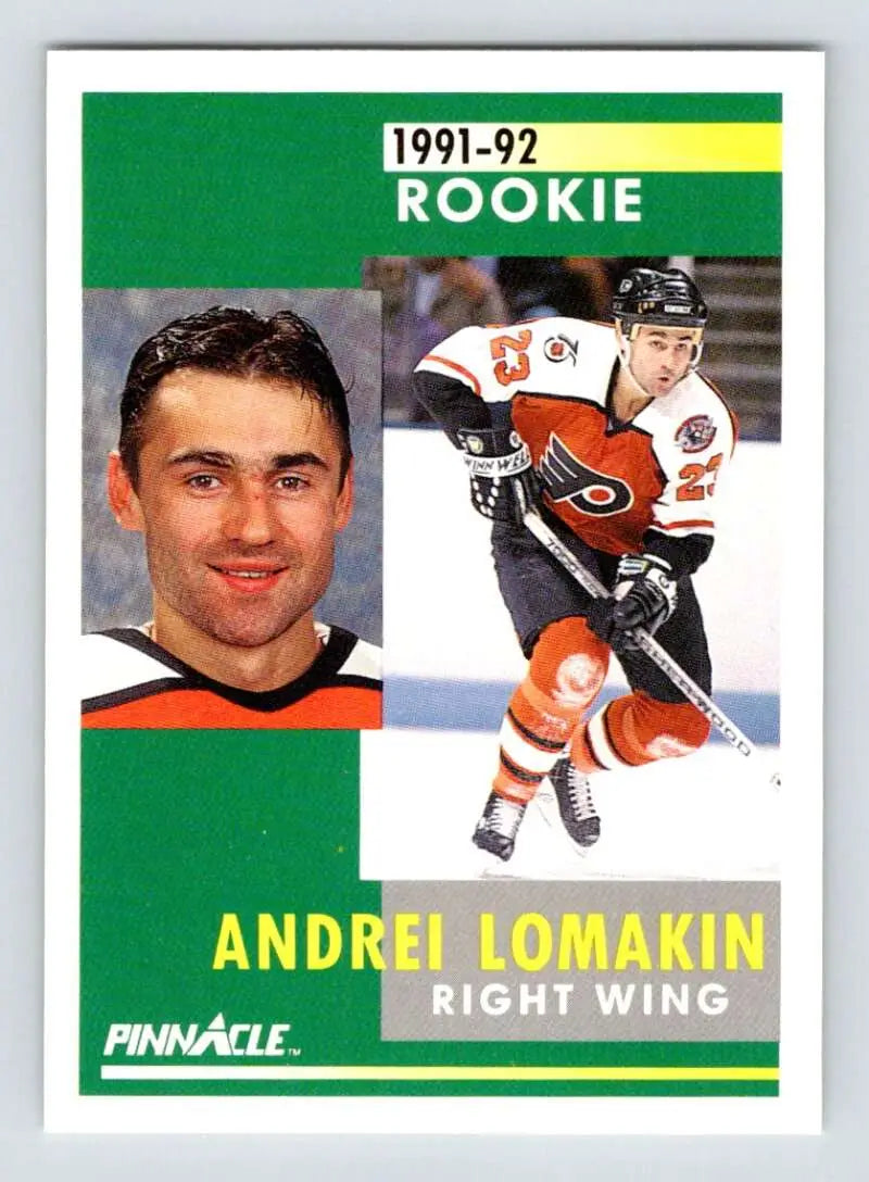 1991-92 Pinnacle Andrei Lomakin Philadelphia Flyers hockey card in NM-MT condition