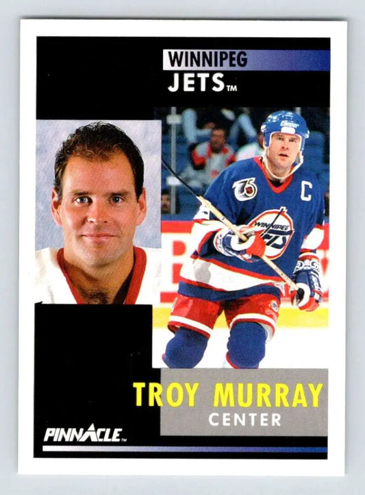 Winnipeg Jets hockey card featuring Troy Murray in headshot and action poses