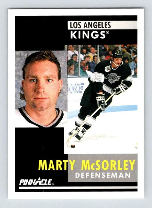 Marty McSorley Los Angeles Kings hockey trading card in black and white uniform