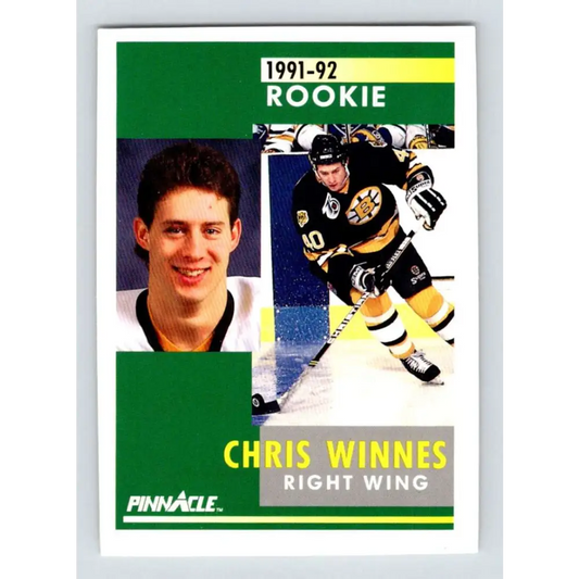 1991-92 Pinnacle #351 Chris Winnes NM-MT RC Rookie Boston Bruins Hockey Card