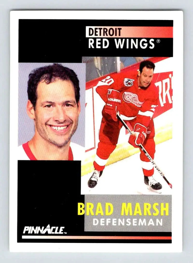 Hockey trading card of Brad Marsh in action for the Detroit Red Wings
