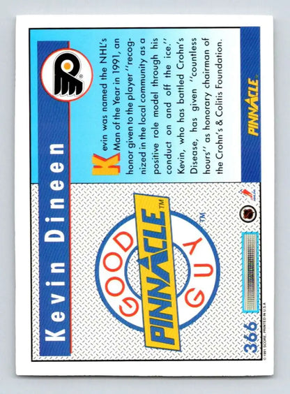 Pinnacle hockey card featuring Kevin Dineen and Philadelphia Flyers logo branding