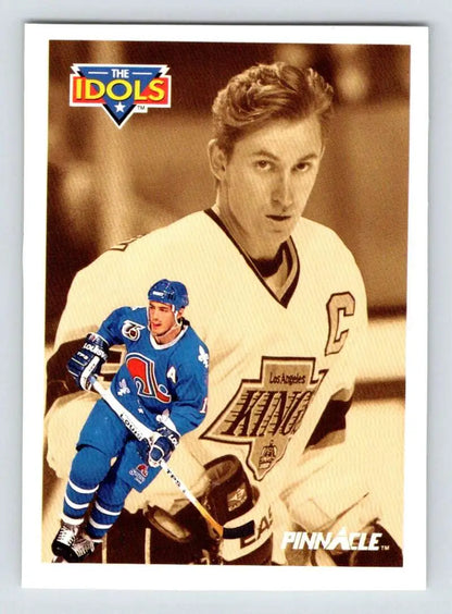 Hockey trading card featuring Joe Sakic and Wayne Gretzky for Quebec Nordiques