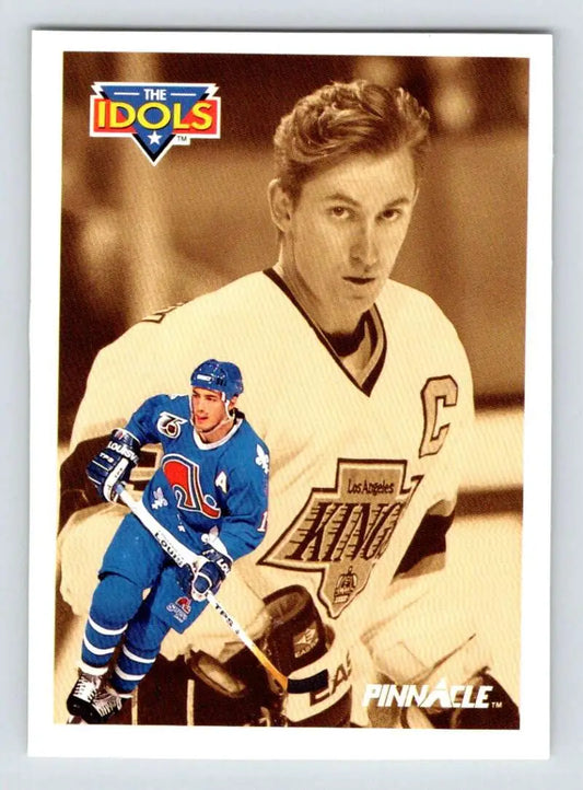 Hockey trading card featuring Joe Sakic and Wayne Gretzky for Quebec Nordiques