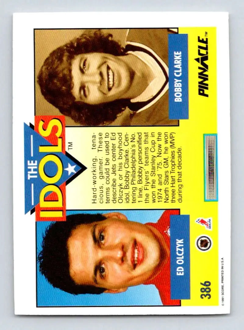 Vintage hockey card featuring Bobby Clarke and Ed Olczyk for Winnipeg Jets collectors