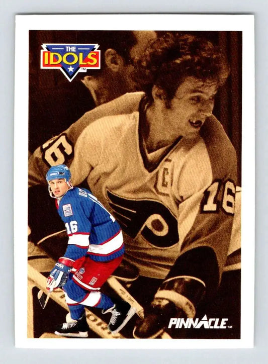 Hockey card featuring Bobby Clarke and Ed Olczyk from Winnipeg Jets and Flyers