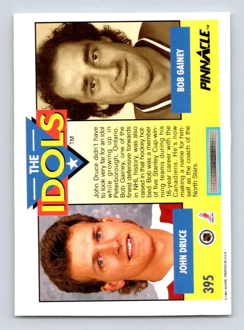Vintage 1991-92 Pinnacle #395 John Druce/Bob Gainey Washington Capitals trading card
