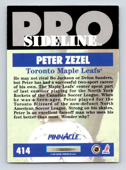 Hockey trading card of Peter Zezel, Toronto Maple Leafs, 1991-92 Pinnacle series