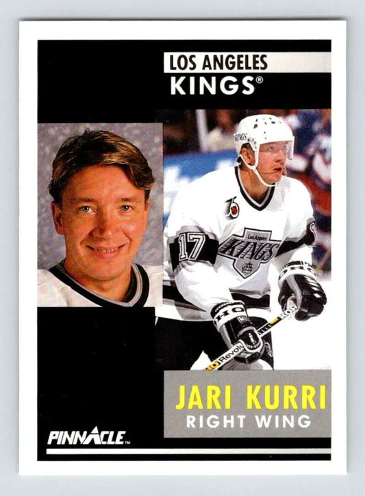 Hockey card of Jari Kurri with Los Angeles Kings in portrait and action poses