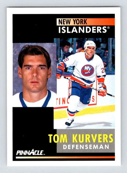 Hockey card of Tom Kurvers, New York Islanders defenseman from Pinnacle series