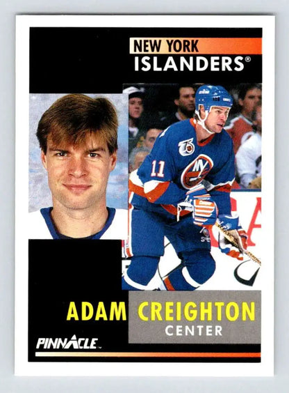 Hockey card of Adam Creighton in New York Islanders jersey #11 from 1991-92 Pinnacle