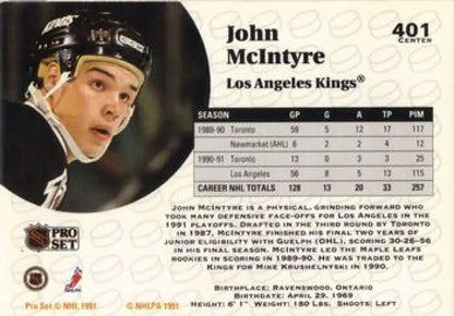 Hockey trading card of John McIntyre in Los Angeles Kings uniform for collectors