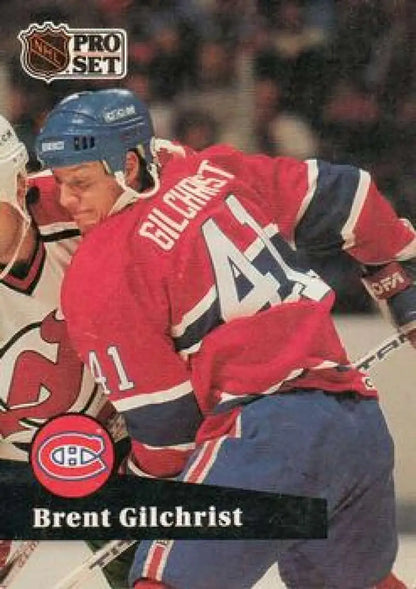 Hockey card of Brent Gilchrist in action with Montreal Canadiens jersey number 41