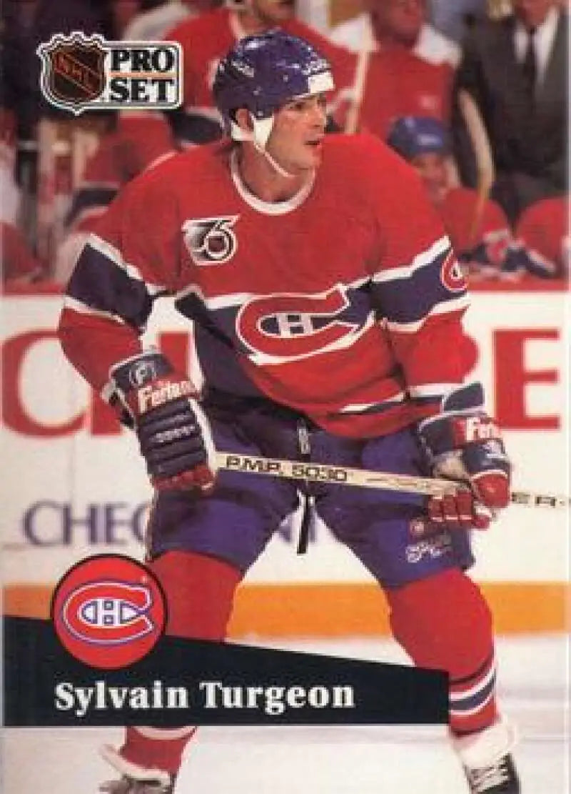 Hockey card featuring Sylvain Turgeon in Montreal Canadiens uniform