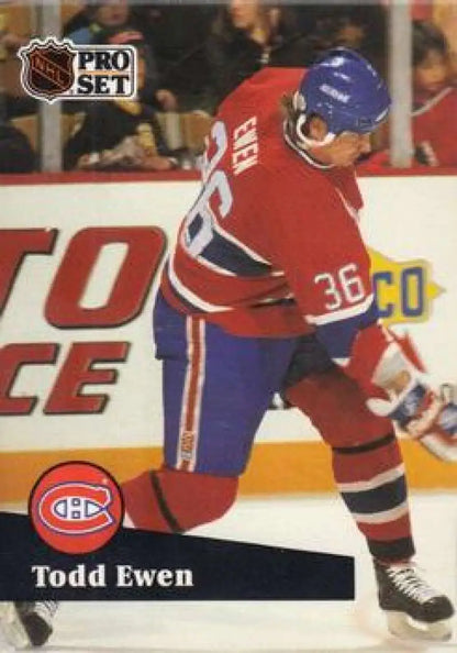 Todd Ewen in action on ice for Montreal Canadiens hockey card 1991-92 Pro Set #419