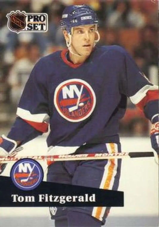 NHL Pro Set hockey card of Tom Fitzgerald in New York Islanders jersey