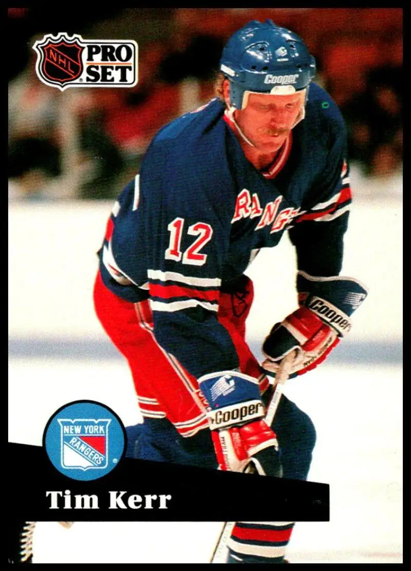 Hockey player in New York Rangers jersey showcasing Tim Kerr’s legacy on the ice