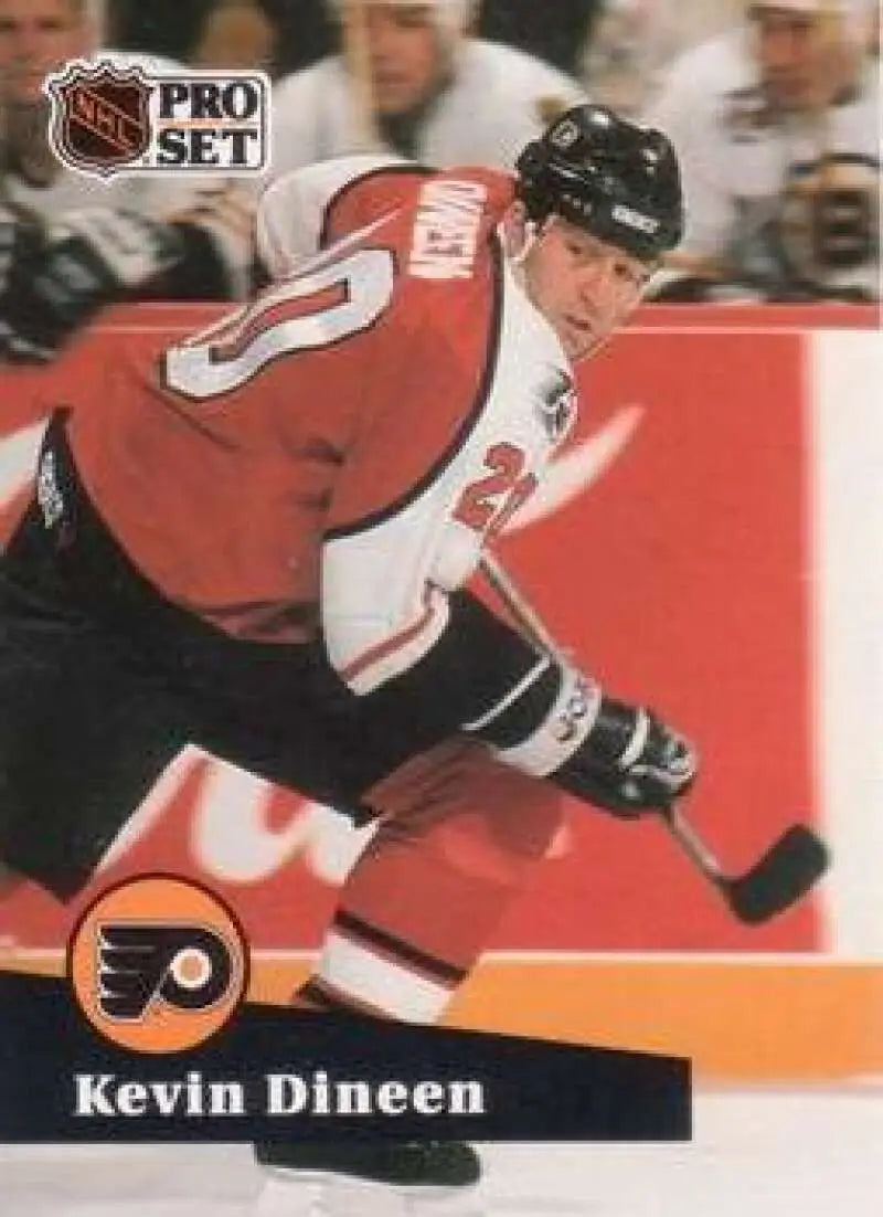 Kevin Dineen Philadelphia Flyers hockey card in action from 1991-92 Pro Set series