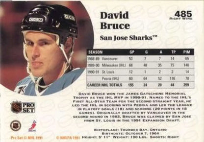 David Bruce 1991-92 Pro Set rookie card featuring St. Louis Blues hockey player