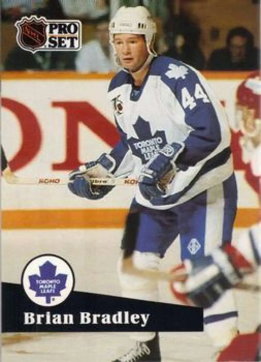 NHL Pro Set hockey card of Brian Bradley, Toronto Maple Leafs player number 44