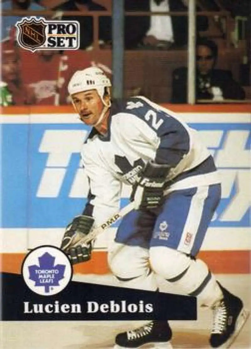 Hockey player in Toronto Maple Leafs uniform skating on ice for 1991-92 Pro Set card