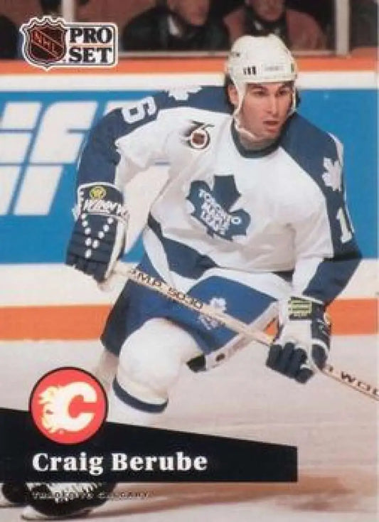 NHL Pro Set trading card of Craig Berube in Toronto Maple Leafs white jersey