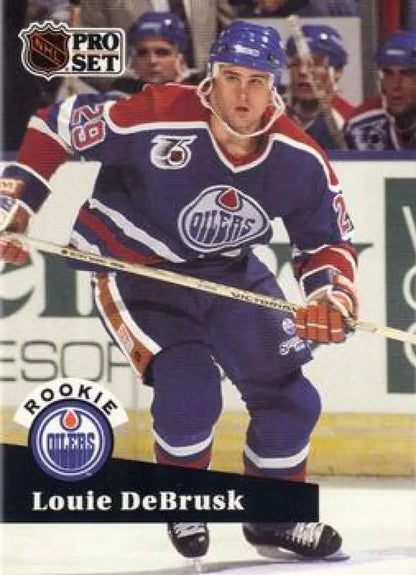 1991-92 Pro Set #535 Louie DeBrusk NM-MT RC Rookie Edmonton Oilers Hockey Card - Hockey Card