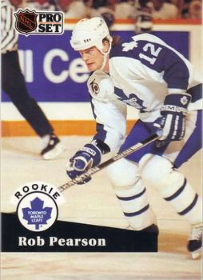 NHL Pro Set hockey card featuring Toronto Maple Leafs player Rob Pearson #12 in action