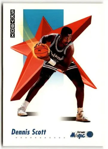 Original gloss Dennis Scott basketball card from 1991-92 SkyBox with sports cards detail