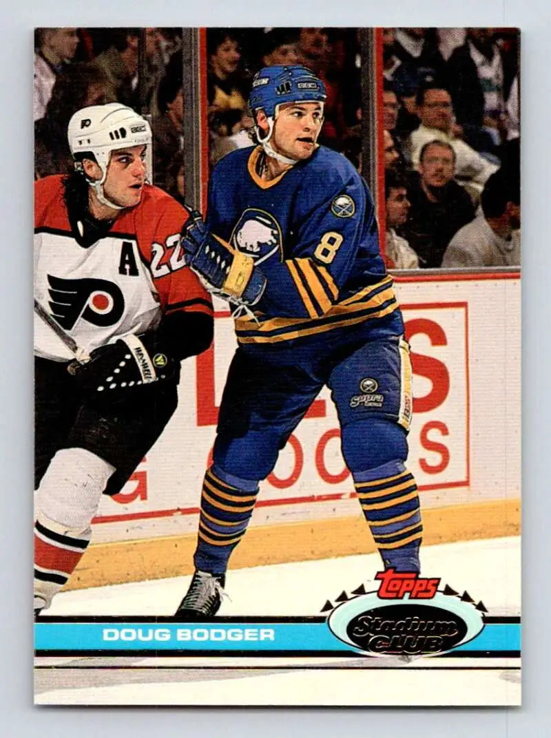 Hockey trading card featuring Doug Bodger from Buffalo Sabres, Topps Stadium Club series