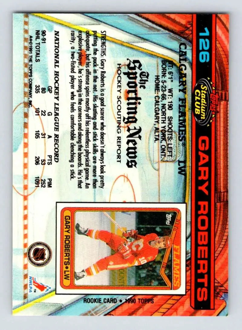Hockey trading card featuring Gary Roberts from the Calgary Flames Stadium Club design