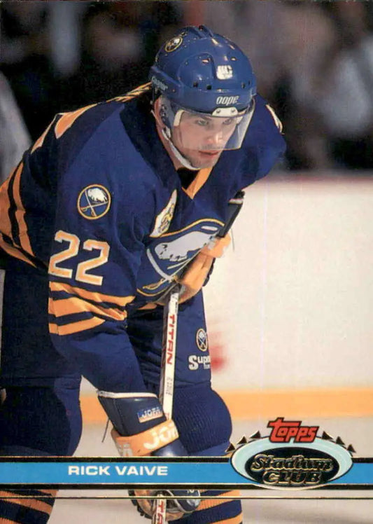 Hockey player in Buffalo Sabres jersey number 22, featured on Topps Stadium Club card