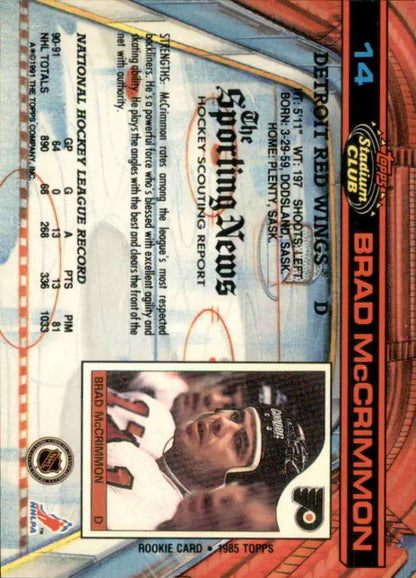 1993-94 Stadium Club hockey trading card featuring Detroit Red Wings player Brad McCrimmon