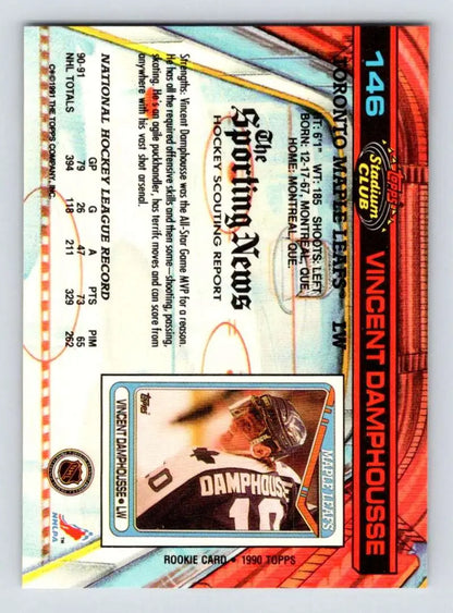 Baseball trading card featuring Vincent Damphousse of the Toronto Maple Leafs