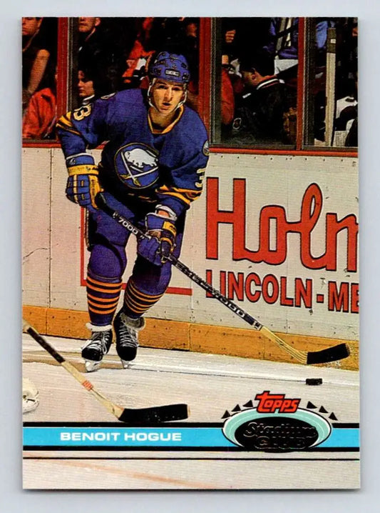 Hockey trading card of Benoit Hogue from Topps Stadium Club showcasing Buffalo Sabres in blue uniform