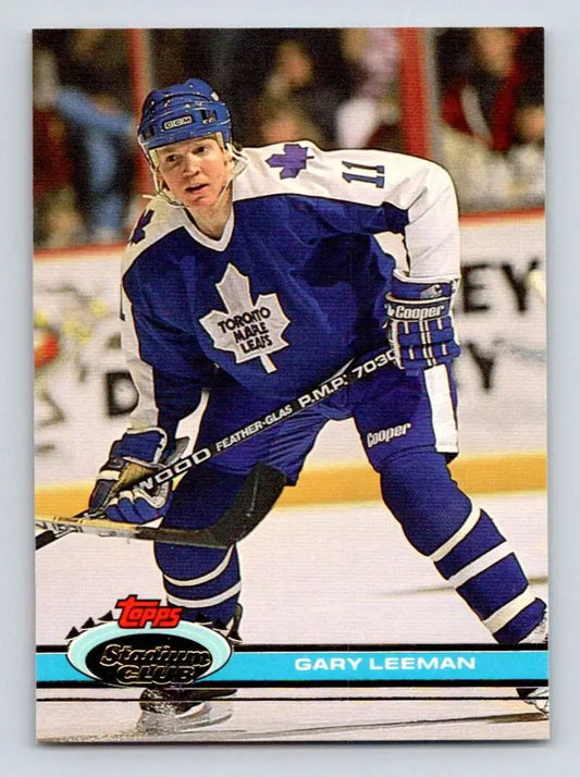 Toronto Maple Leafs player skating on ice in 1991-92 Topps Stadium Club card artwork
