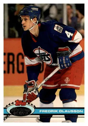 Hockey card of Fredrik Olausson in original gloss from 1991-92 Topps Stadium Club