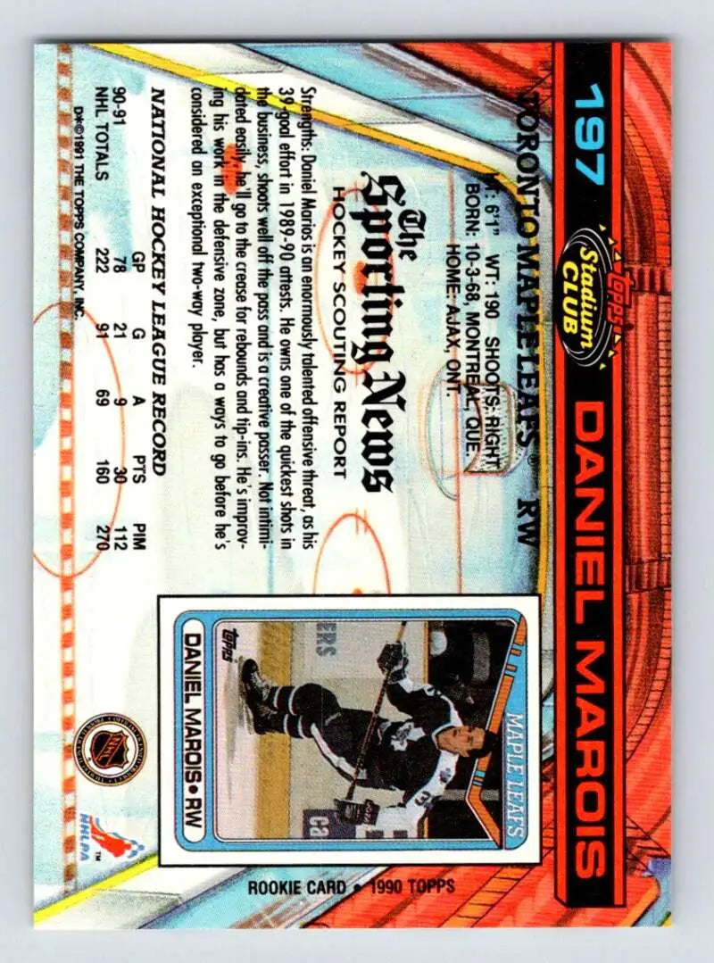 Hockey trading card of Daniel Marois in black and white Toronto Maple Leafs uniform