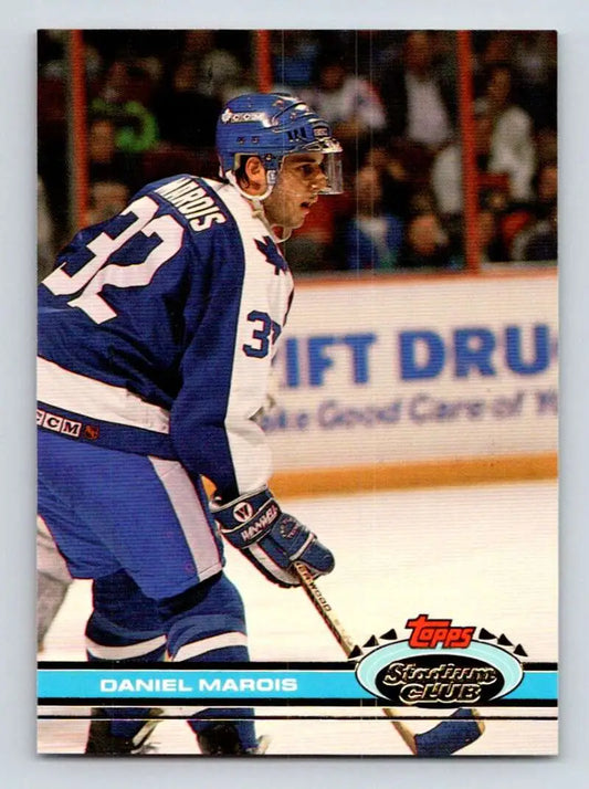 Hockey player Daniel Marois skating in a blue and white Toronto Maple Leafs jersey 32