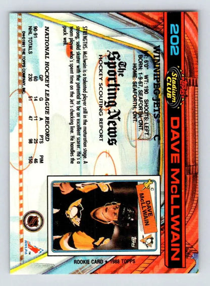 Trading card featuring Dave McLlwain in black and yellow Buffalo Sabres uniform, Topps Stadium Club