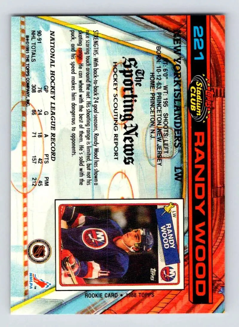 Trading card of Randy Wood from the New York Islanders 2020-21 Topps Chrome set