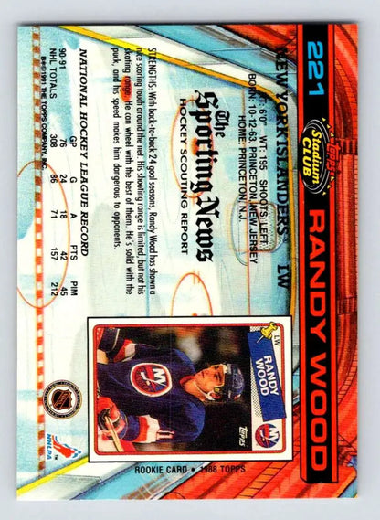 Trading card of Randy Wood from the New York Islanders 2020-21 Topps Chrome set