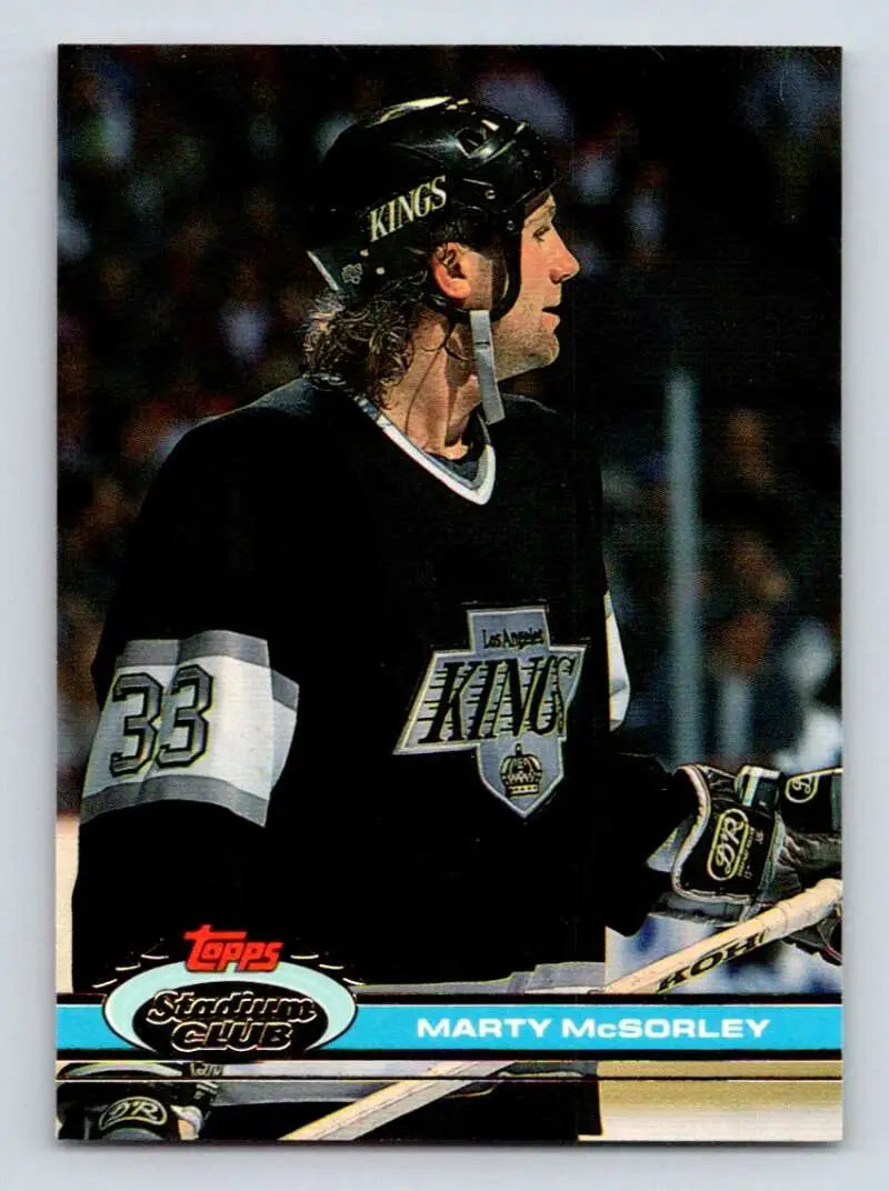 Hockey player in black Los Angeles Kings jersey number 33 on Topps Stadium Club card