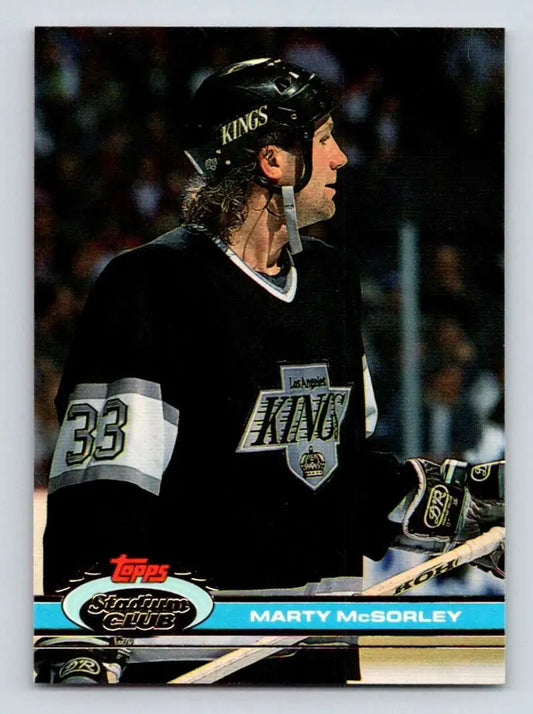 Hockey player in black Los Angeles Kings jersey number 33 on Topps Stadium Club card