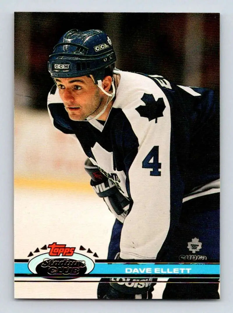 Toronto Maple Leafs trading card of Dave Ellett #4 in white and blue jersey