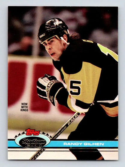 Hockey trading card of Randy Gilhen in Pittsburgh Penguins uniform for Los Angeles Kings