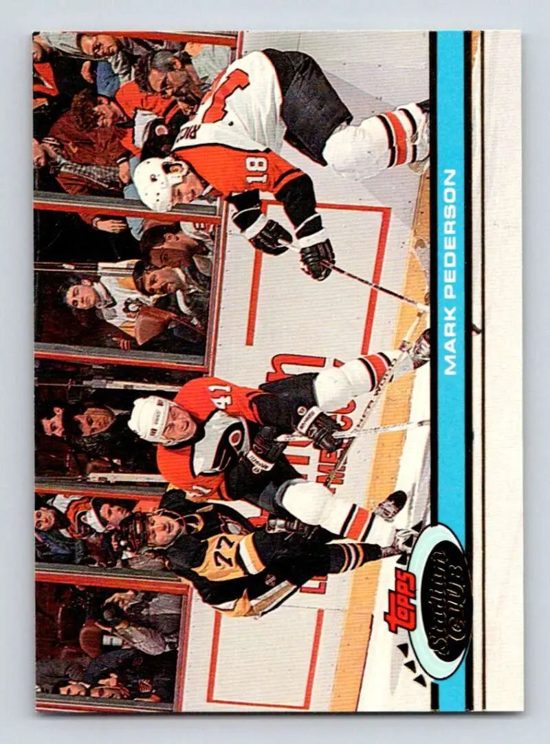 Hockey trading card featuring Mark Pederson of the Philadelphia Flyers on ice action